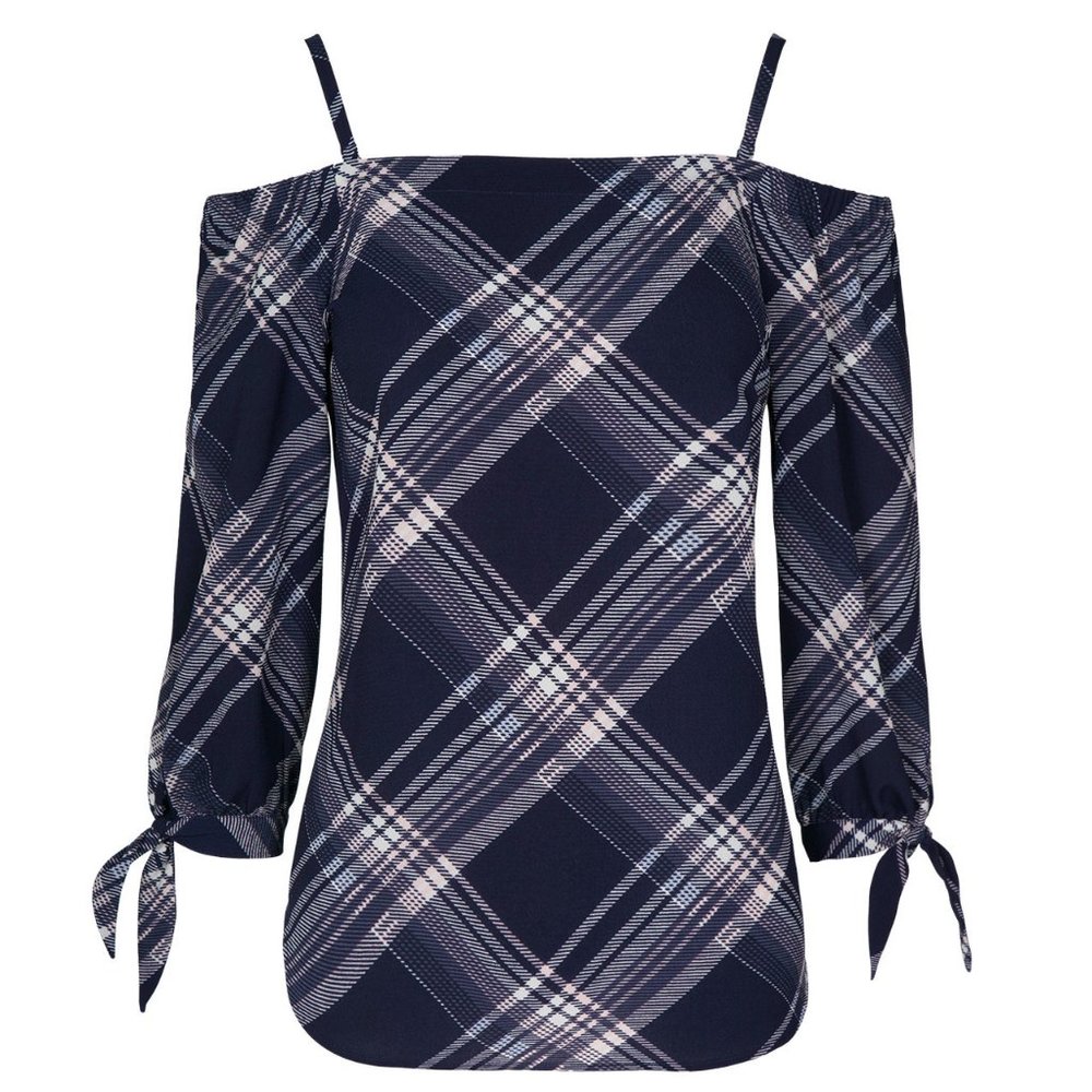 NWT Plaid Off Shoulder Top - Size 14